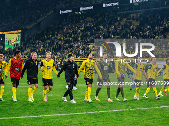 Players of Borussia Dortmund greet fans after the Bundesliga match between Borussia Dortmund and FC St. Pauli 1910 at Signal Iduna Park in D...