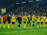 Players of Borussia Dortmund greet fans after the Bundesliga match between Borussia Dortmund and FC St. Pauli 1910 at Signal Iduna Park in D...