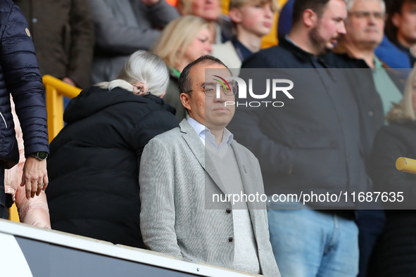 Wolves chairman Jeff Shi attends the Premier League match between Wolverhampton Wanderers and Manchester City at Molineux in Wolverhampton,...