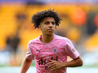 Rico Lewis of Manchester City warms up during the Premier League match between Wolverhampton Wanderers and Manchester City at Molineux in Wo...