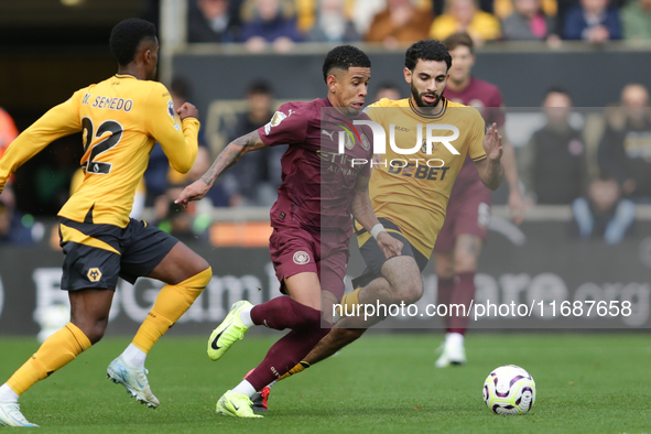 Savinho of Manchester City is in action during the Premier League match between Wolverhampton Wanderers and Manchester City at Molineux in W...