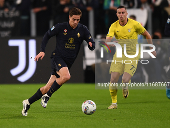 Kenan Yildiz of Juventus plays during the Serie A match between Juventus FC and SS Lazio at Allianz Stadium in Turin, Italy, on October 19,...