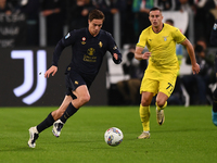 Kenan Yildiz of Juventus plays during the Serie A match between Juventus FC and SS Lazio at Allianz Stadium in Turin, Italy, on October 19,...