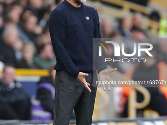 Manchester City's manager Pep Guardiola is present during the Premier League match between Wolverhampton Wanderers and Manchester City at Mo...