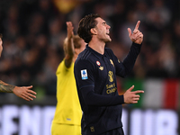 Dusan Vlahovic of Juventus shows disappointment during the Serie A match between Juventus FC and SS Lazio at Allianz Stadium in Turin, Italy...