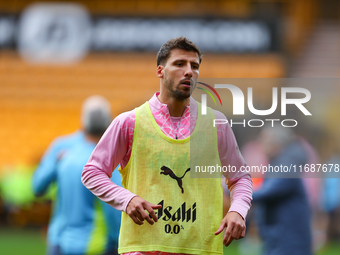 Ruben Dias of Manchester City warms up during the Premier League match between Wolverhampton Wanderers and Manchester City at Molineux in Wo...