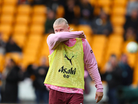 Erling Haaland of Manchester City warms up during the Premier League match between Wolverhampton Wanderers and Manchester City at Molineux i...