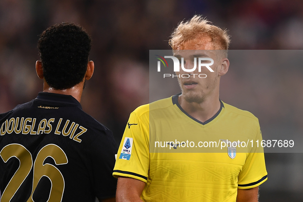 Gustav Isaksen of Lazio plays during the Serie A match between Juventus FC and SS Lazio at Allianz Stadium in Turin, Italy, on October 19, 2...