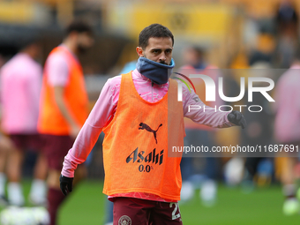 Bernardo Silva of Manchester City warms up during the Premier League match between Wolverhampton Wanderers and Manchester City at Molineux i...