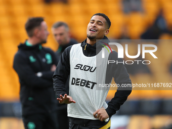 Jo?o Gomes of Wolves warms up during the Premier League match between Wolverhampton Wanderers and Manchester City at Molineux in Wolverhampt...