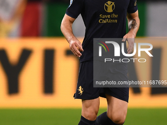 Federico Gatti plays during the Serie A match between Juventus FC and SS Lazio at Allianz Stadium in Turin, Italy, on October 19, 2024. (