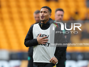 Jo?o Gomes of Wolves warms up during the Premier League match between Wolverhampton Wanderers and Manchester City at Molineux in Wolverhampt...