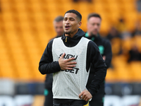 Jo?o Gomes of Wolves warms up during the Premier League match between Wolverhampton Wanderers and Manchester City at Molineux in Wolverhampt...