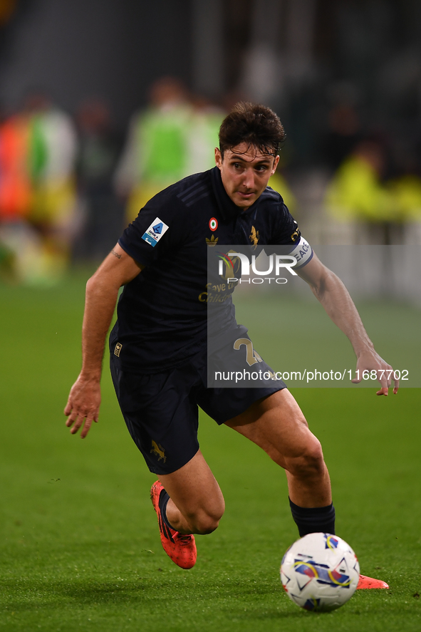 Andrea Cambiaso of Juventus plays during the Serie A match between Juventus FC and SS Lazio at Allianz Stadium in Turin, Italy, on October 1...