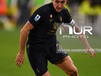 Andrea Cambiaso of Juventus plays during the Serie A match between Juventus FC and SS Lazio at Allianz Stadium in Turin, Italy, on October 1...