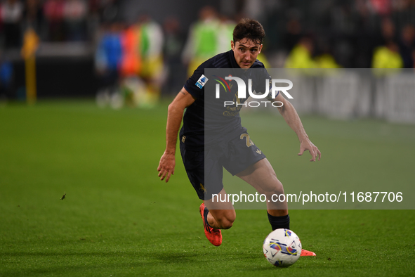 Andrea Cambiaso of Juventus plays during the Serie A match between Juventus FC and SS Lazio at Allianz Stadium in Turin, Italy, on October 1...