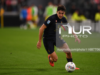 Andrea Cambiaso of Juventus plays during the Serie A match between Juventus FC and SS Lazio at Allianz Stadium in Turin, Italy, on October 1...