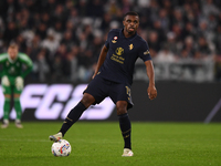 Pierre Kalulu plays during the Serie A match between Juventus FC and SS Lazio at Allianz Stadium in Turin, Italy, on October 19, 2024. (