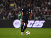 Pierre Kalulu plays during the Serie A match between Juventus FC and SS Lazio at Allianz Stadium in Turin, Italy, on October 19, 2024. (