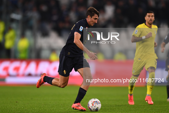 Andrea Cambiaso of Juventus plays during the Serie A match between Juventus FC and SS Lazio at Allianz Stadium in Turin, Italy, on October 1...