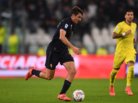 Andrea Cambiaso of Juventus plays during the Serie A match between Juventus FC and SS Lazio at Allianz Stadium in Turin, Italy, on October 1...