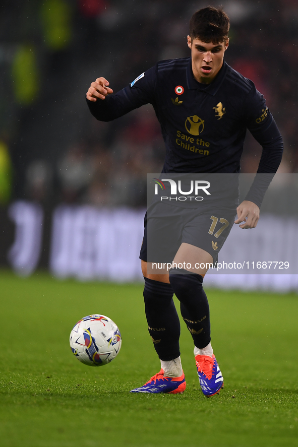 Vasillije Adzic of Juventus plays during the Serie A match between Juventus FC and SS Lazio at Allianz Stadium in Turin, Italy, on October 1...