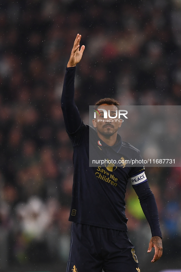 Danilo expresses disappointment during the Serie A match between Juventus FC and SS Lazio at Allianz Stadium in Turin, Italy, on October 19,...