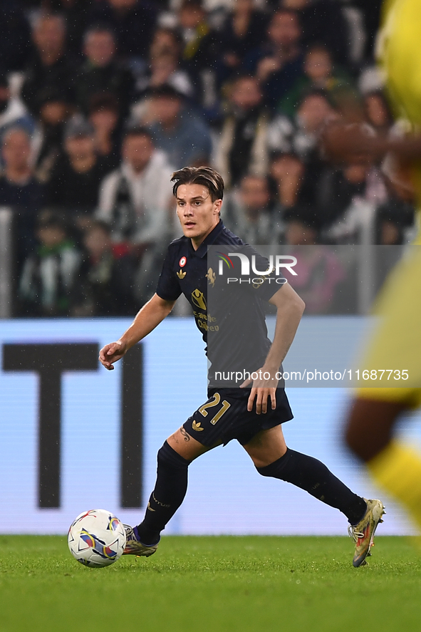 Nicolo Fagioli of Juventus plays during the Serie A match between Juventus FC and SS Lazio at Allianz Stadium in Turin, Italy, on October 19...