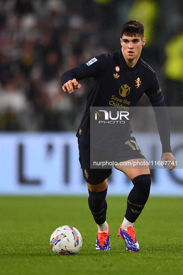 Vasillije Adzic of Juventus plays during the Serie A match between Juventus FC and SS Lazio at Allianz Stadium in Turin, Italy, on October 1...