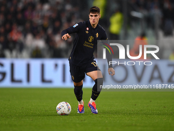 Vasillije Adzic of Juventus plays during the Serie A match between Juventus FC and SS Lazio at Allianz Stadium in Turin, Italy, on October 1...