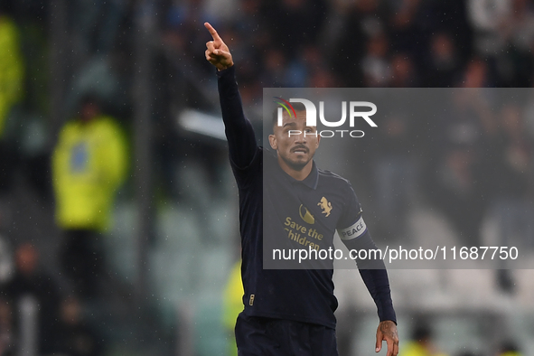 Danilo expresses disappointment during the Serie A match between Juventus FC and SS Lazio at Allianz Stadium in Turin, Italy, on October 19,...