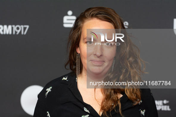 Charlotte Rolfes, a film director, is seen on the red carpet of the photocall for the film ''TATORT KOLN: COLONIUS'' at Film Palast in Colog...