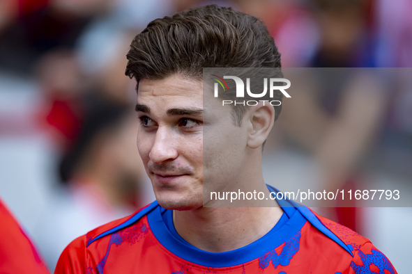 Julian Alvarez of Atletico de Madrid enters the field during the La Liga EA Sports 2024/25 football match between Atletico de Madrid and CD...