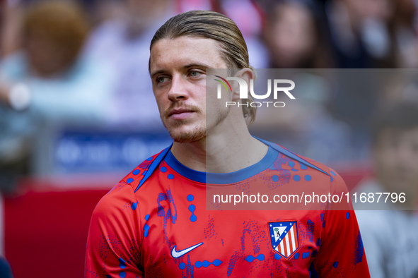 Conor Gallagher of Atletico de Madrid enters the field during the La Liga EA Sports 2024/25 football match between Atletico de Madrid and CD...