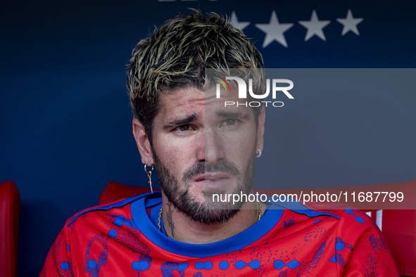 Rodrigo De Paul of Atletico de Madrid sits on the bench during the La Liga EA Sports 2024/25 football match between Atletico de Madrid and C...