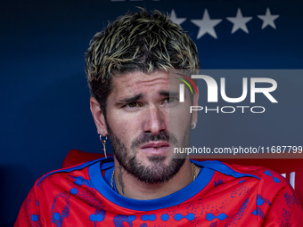 Rodrigo De Paul of Atletico de Madrid sits on the bench during the La Liga EA Sports 2024/25 football match between Atletico de Madrid and C...