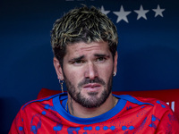 Rodrigo De Paul of Atletico de Madrid sits on the bench during the La Liga EA Sports 2024/25 football match between Atletico de Madrid and C...