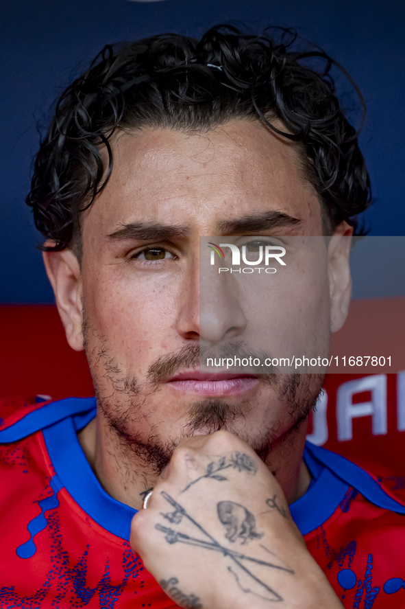 Jose Gimenez of Atletico de Madrid sits on the bench during the La Liga EA Sports 2024/25 football match between Atletico de Madrid and CD L...