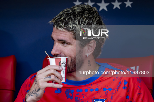 Rodrigo De Paul of Atletico de Madrid sits on the bench during the La Liga EA Sports 2024/25 football match between Atletico de Madrid and C...