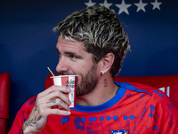 Rodrigo De Paul of Atletico de Madrid sits on the bench during the La Liga EA Sports 2024/25 football match between Atletico de Madrid and C...