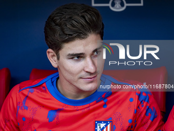 Julian Alvarez of Atletico de Madrid sits on the bench during the La Liga EA Sports 2024/25 football match between Atletico de Madrid and CD...