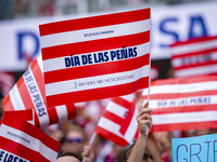 Detail of Atletico de Madrid fans' choreography is seen during the La Liga EA Sports 2024/25 football match between Atletico de Madrid and C...