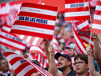 Detail of Atletico de Madrid fans' choreography is seen during the La Liga EA Sports 2024/25 football match between Atletico de Madrid and C...