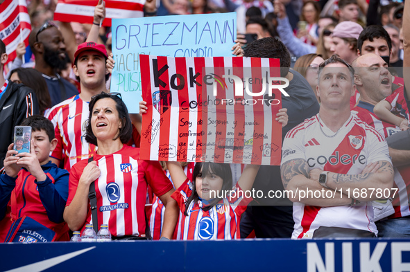 Fans of Atletico de Madrid are seen during the La Liga EA Sports 2024/25 football match between Atletico de Madrid and CD Leganes at Estadio...