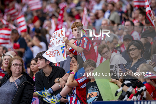 Fans of Atletico de Madrid are seen during the La Liga EA Sports 2024/25 football match between Atletico de Madrid and CD Leganes at Estadio...