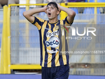 Francesco Folino of SS Juve Stabia looks dejected during the Serie B match between SS Juve Stabia and Cremonese at Stadio Romeo Menti Castel...