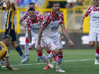 Franco Vazquez of Cremonese during celebrates after scoring the Serie B match between SS Juve Stabia and Cremonese at Stadio Romeo Menti Cas...