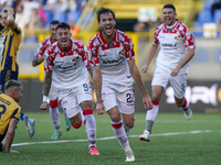 Franco Vazquez of Cremonese during celebrates after scoring the Serie B match between SS Juve Stabia and Cremonese at Stadio Romeo Menti Cas...