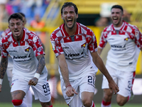 Franco Vazquez of Cremonese during celebrates after scoring the Serie B match between SS Juve Stabia and Cremonese at Stadio Romeo Menti Cas...