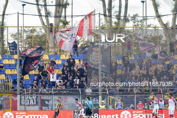 Supporters of US Cremonese during the Serie B match between SS Juve Stabia and Cremonese at Stadio Romeo Menti Castellammare Di Stabia Italy...